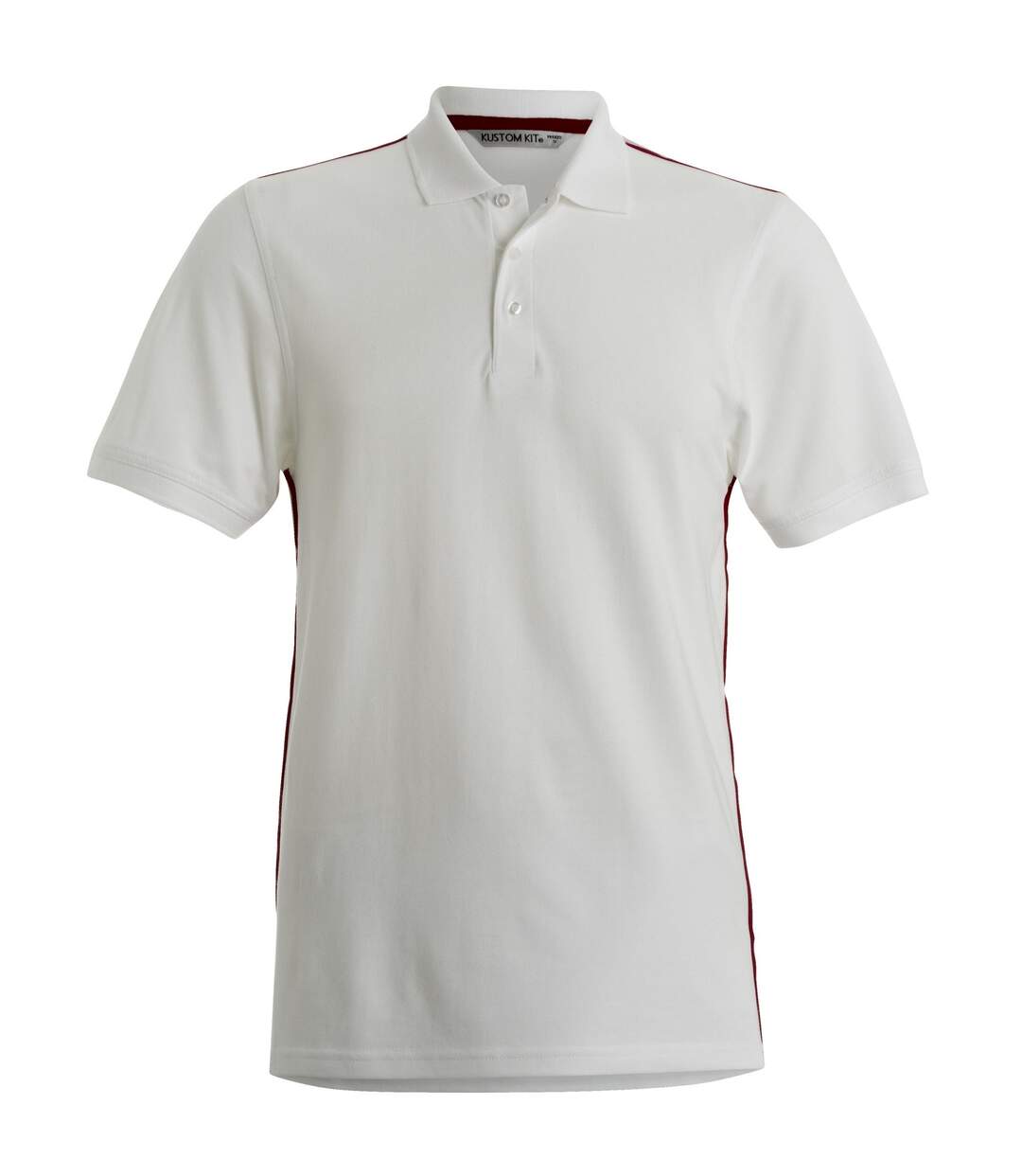 Polo à manches courtes et coupe cintrée homme blanc/rouge Kustom Kit-1