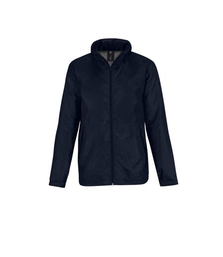 B&C Mens Multi Active Hooded Fleece Lined Jacket (Navy/ Warm Grey) - UTRW4830