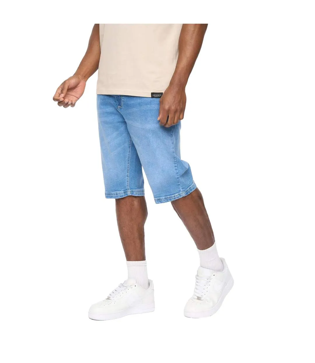 Mens Hammersmith Denim Shorts Mid Wash Crosshatch-4