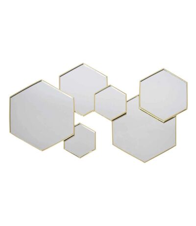 Décoration murale miroirs en métal doré Hexagonale