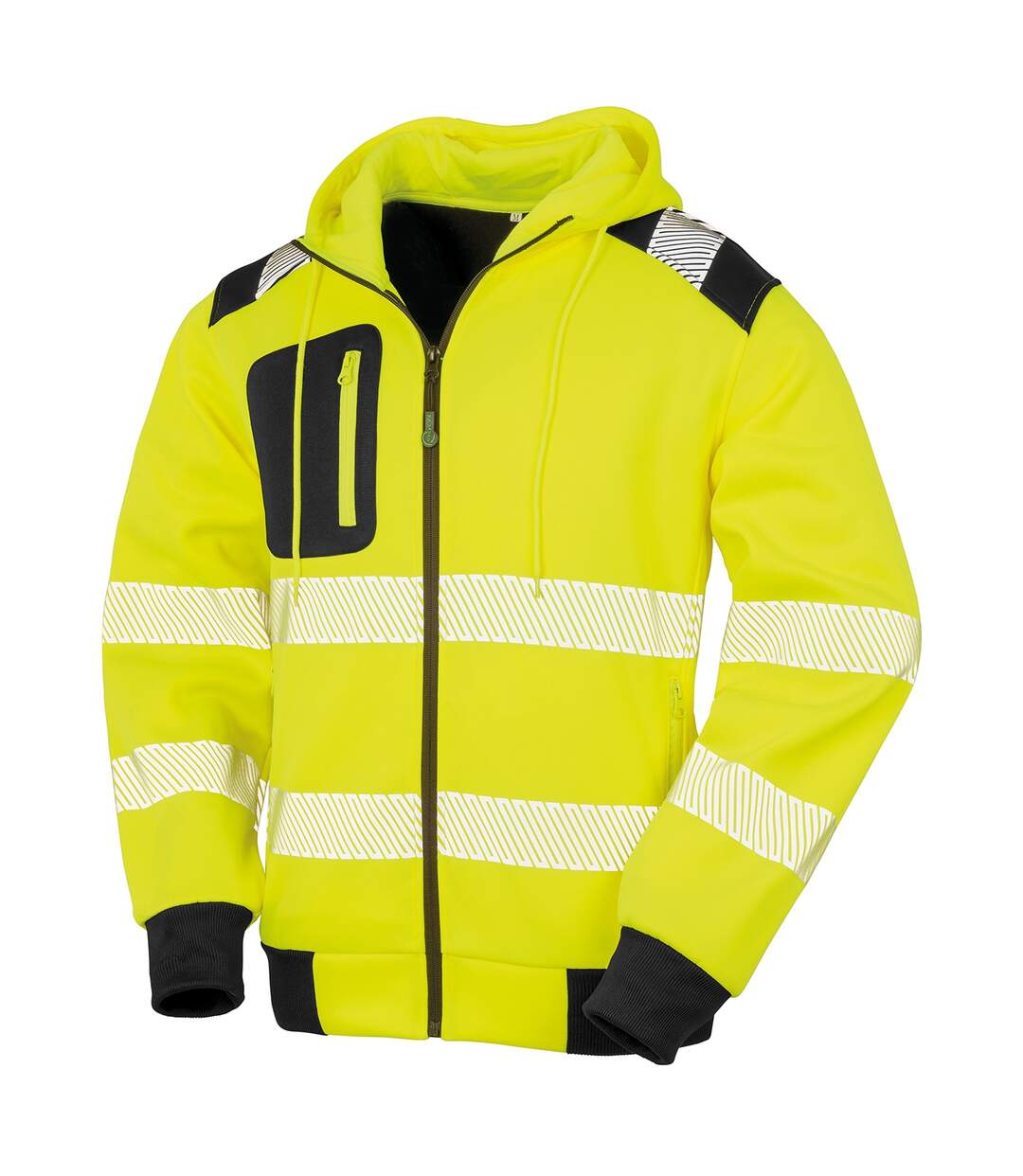 Mens safety hoodie fluorescent yellow/black Result Genuine Recycled