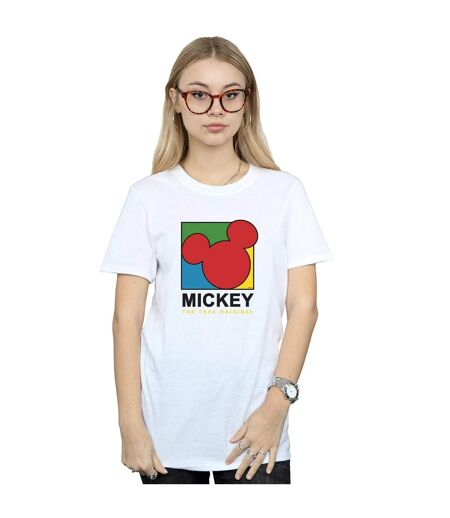 Disney Womens/Ladies Mickey Mouse True 90s Cotton Boyfriend T-Shirt (Blanc) - UTBI37390