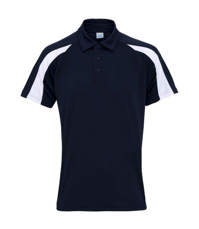 AWDis Just Cool Mens Short Sleeve Contrast Panel Polo Shirt (French Navy/Arctic White)