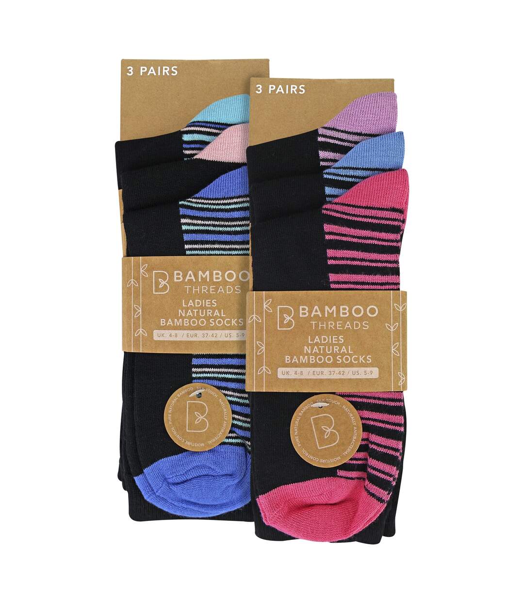 6 Pack Ladies Bamboo Socks Soft Breathable Patterned Everyday Socks-2