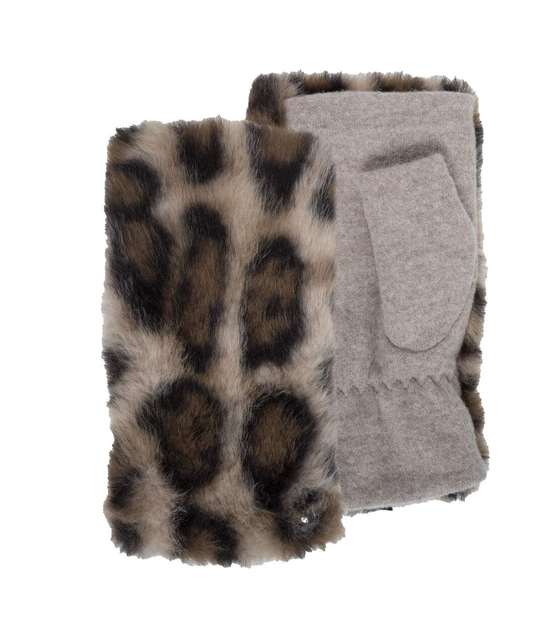 Isotoner Mitaines femme fausse fourrure et laine doublé micro-fourrure-1