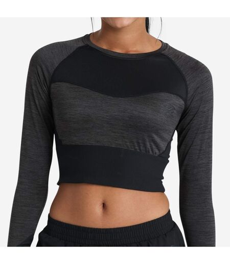 Womens/ladies pro training long-sleeved crop top silver grey marl Umbro