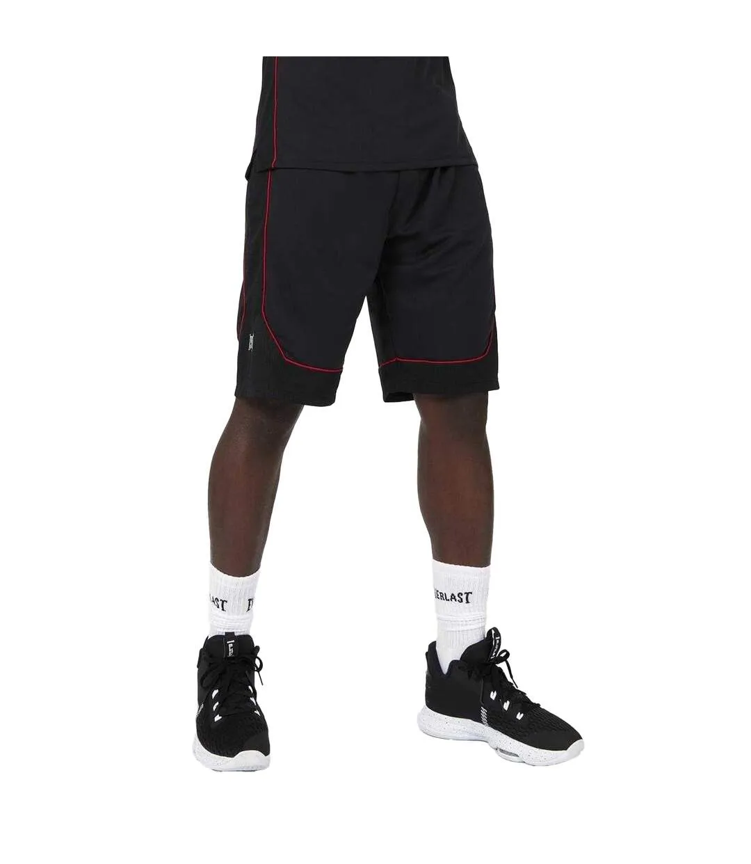 Mens Loose Basketball Shorts Black Red Everlast-2