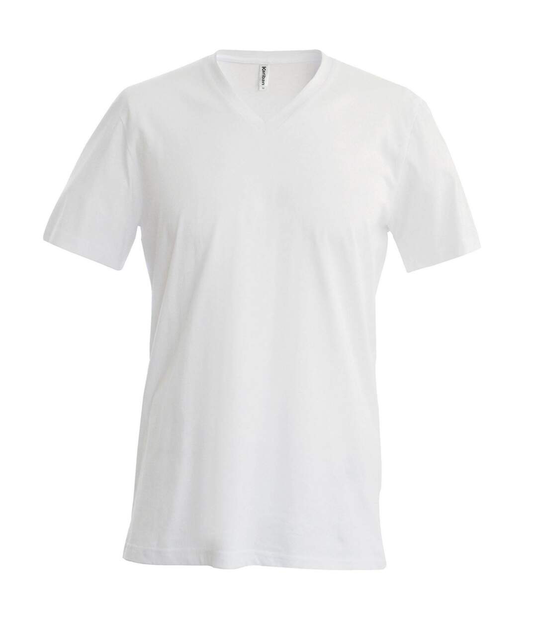 T-shirt à manches courtes et col en v coupe cintrée  pour homme blanc Kariban-1