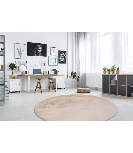 Tapis Rond à Poils Longs Rabbit 160cm Beige