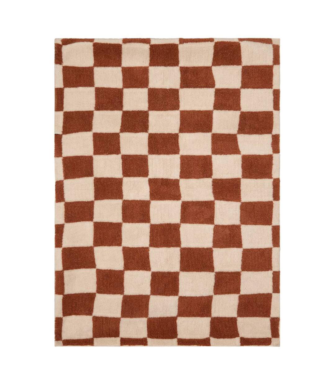 Tapis Damier en Laine Homy 160x230cm Marron-1