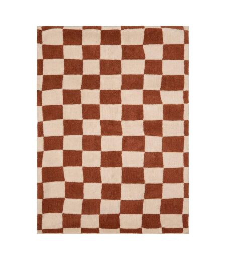 Tapis Damier en Laine Homy 160x230cm Marron