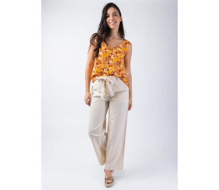 Top femme en viscose jaune IVANOE sans manches Coton Du Monde