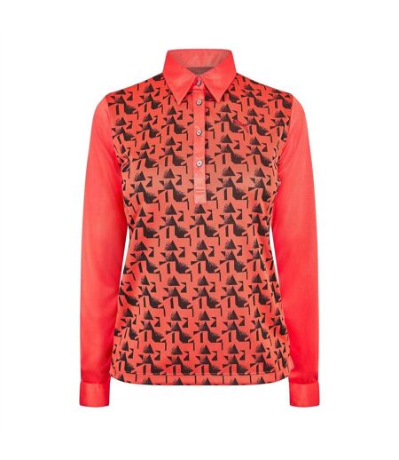 Womens/ladies Abstract Long-sleeved Golf Polo Shirt Pink Puma