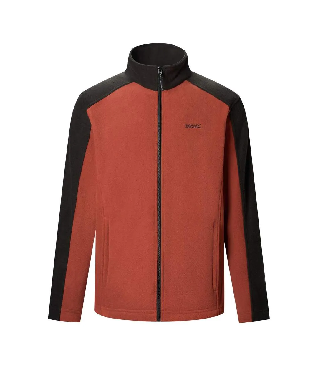 Great Outdoors Mens Hedman Ii Two Tone Full Zip Fleece Jacket Burnt Henna Black Regatta-2
