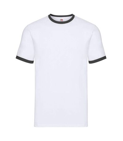 T-shirt Adulte Blanc Noir Fruit Of The Loom
