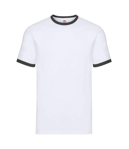T-shirt Adulte Blanc Noir Fruit Of The Loom