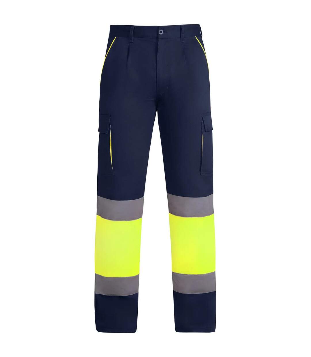 Pantalon Enix Homme Bleu Marine Jaune Fluo Roly Workwear-1