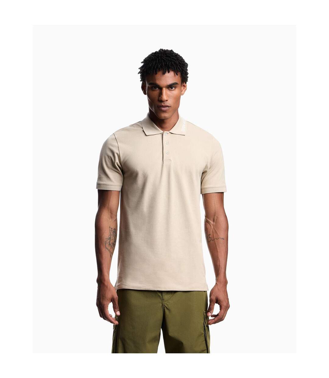 Mens Short-sleeved Polo Shirt Taupe Emporio Armani EA7-2