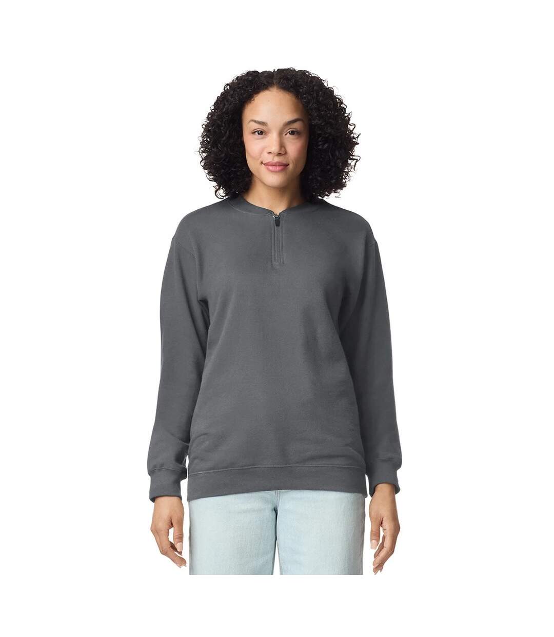 Unisex Adult Softstyle Midweight Quarter Zip Sweatshirt Charcoal Gildan-1