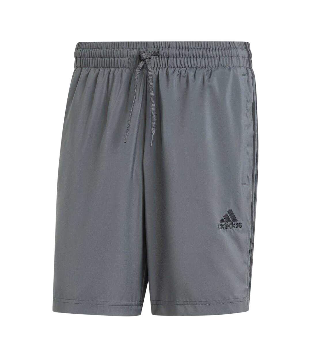 Mens 3 Stripes Shorts Medium Grey Black Adidas-1