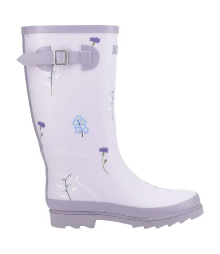 Womens/ladies Wildflower Wellington Boots Lilac Cotswold