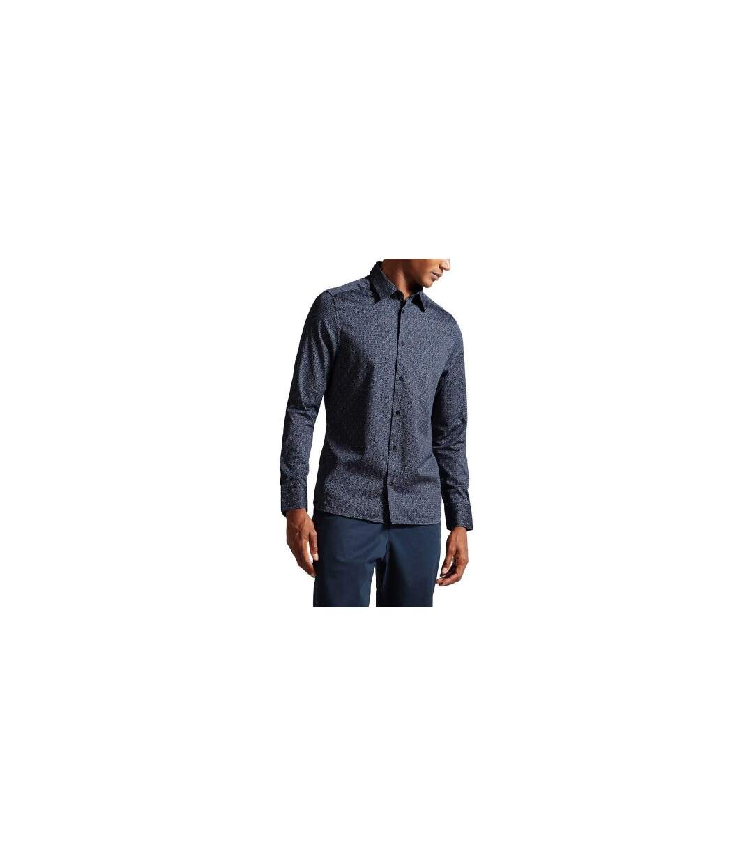 Mens Slim Long-sleeved Shirt Navy Ted Baker-1