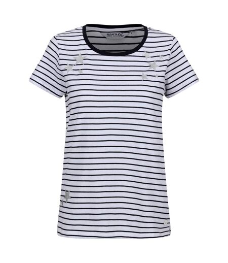 Regatta Womens/Ladies Odalis II Striped T-Shirt (White/Navy) - UTRG9466
