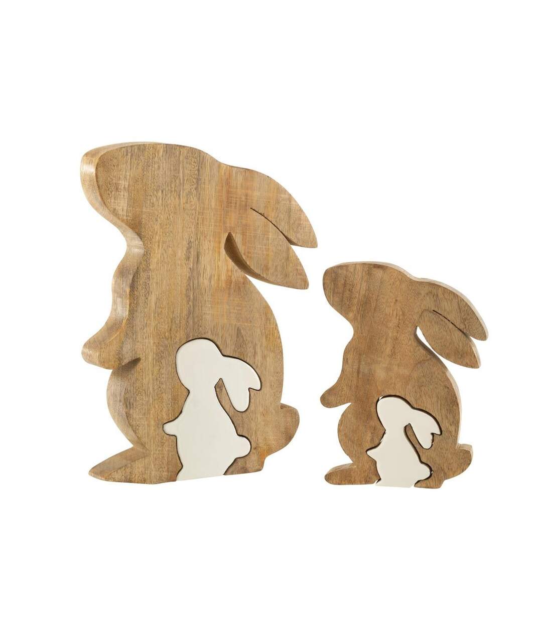 Statuette Déco Lapin de Profil 30cm Naturel-4