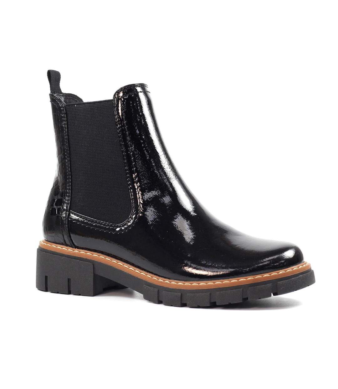 Bottines Motif/style Verni Peace Femme Noir Lunar-1