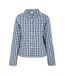 Womens/ladies Gingham Check Relaxed Fit Long-sleeved Shirt Navy White Linea-1
