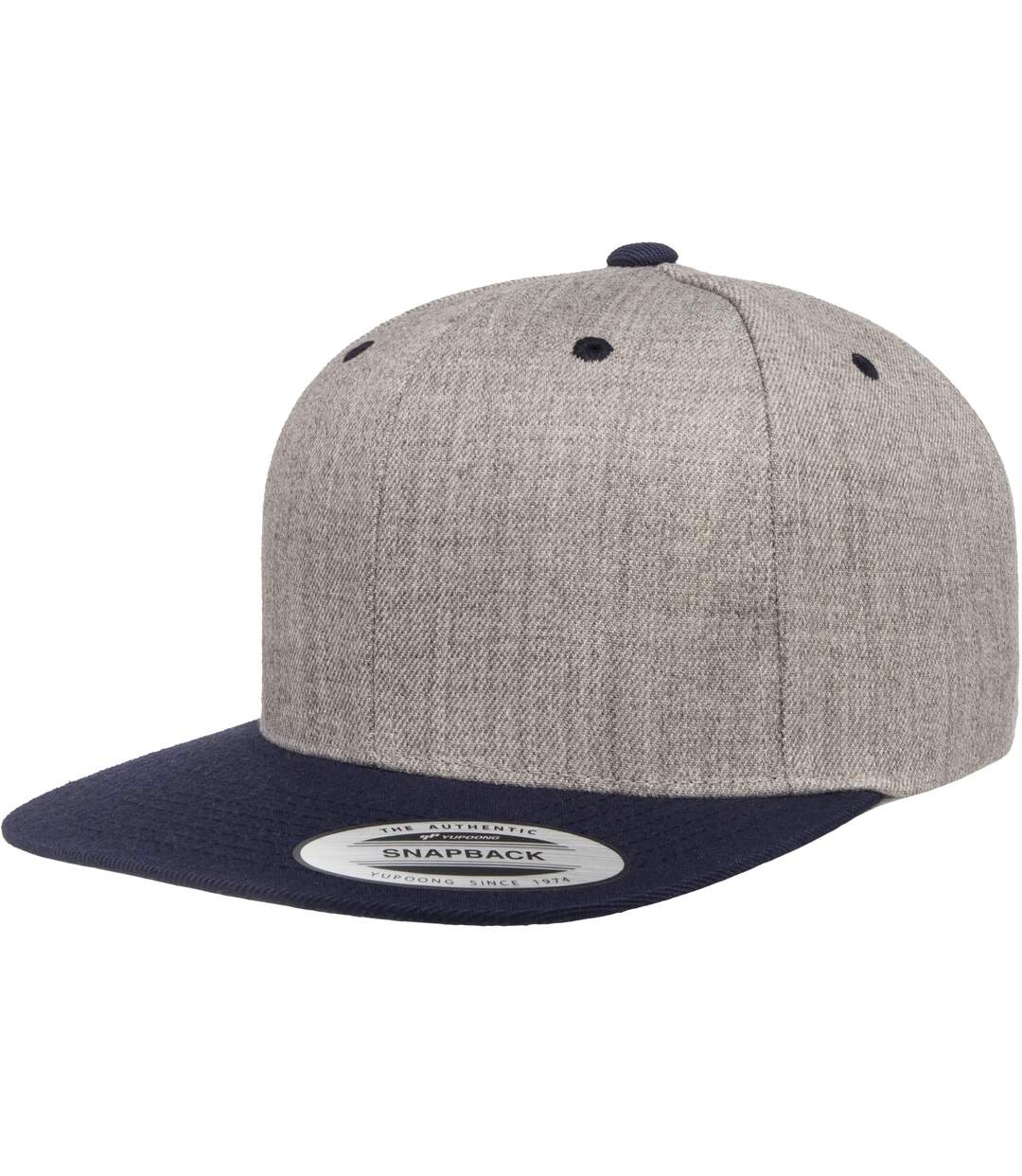 Casquette snapback classique à deux tons adulte gris chiné / bleu marine Flexfit-1