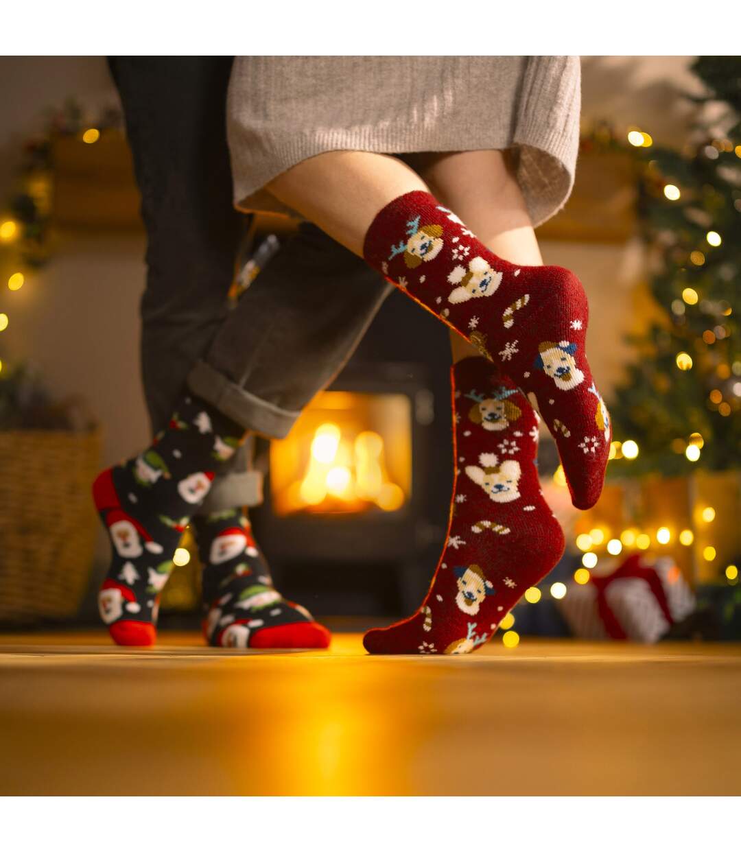 Ladies Lite Thermal Christmas Novelty Patterned Socks-5