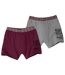 Pack of 2 Men's Stretch Boxer Shorts - Gray Burgundy