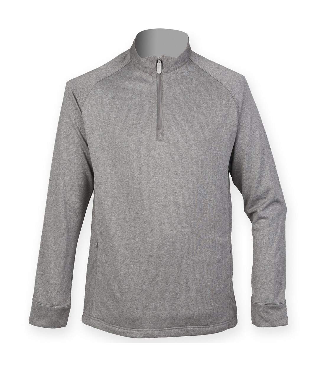 Mens zip neck top grey marl Henbury