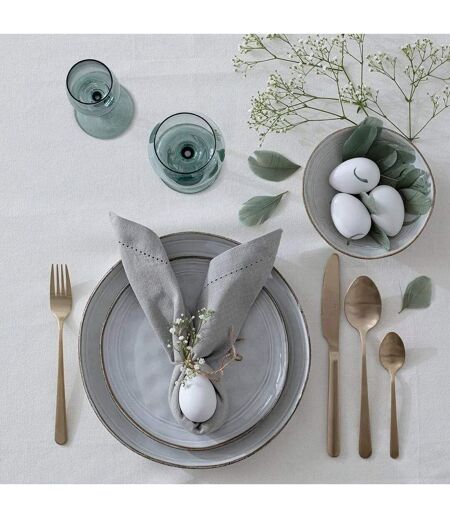 Lot de 4 Serviettes de Table Chambray 40x40cm Gris Clair