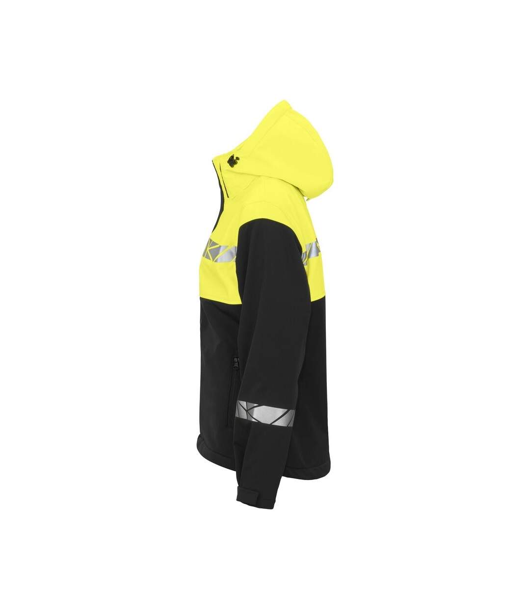Womens/ladies Progression Soft Shell Jacket Black Yellow Projob-3