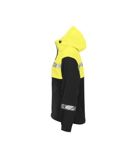 Womens/ladies Progression Soft Shell Jacket Black Yellow Projob