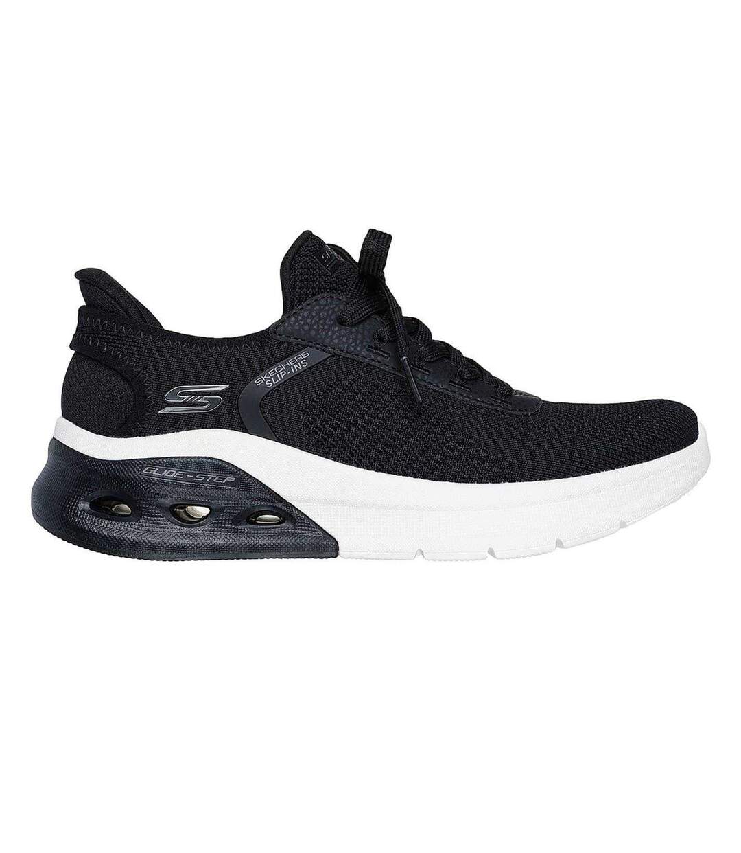 Womens/ladies Glide-step Trainers Black White Skechers-1