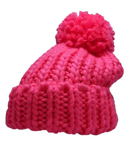 Bonnet Motif/style Pompon Femme Rose 4F