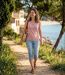 MAYFLOWER M2101A — Débardeur rose femme coton flammé : la douceur d'un style estival raffiné-5
