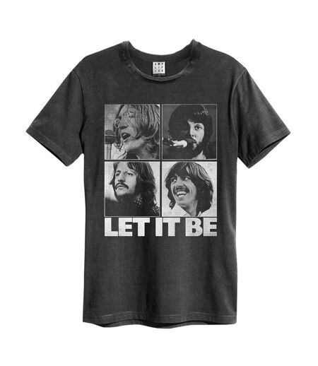 Unisex Adult Let It Be Vintage The Beatles T-shirt Charcoal Amplified
