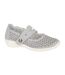 Womens/ladies Perforated Leather Sandals Light Grey Boulevard-1