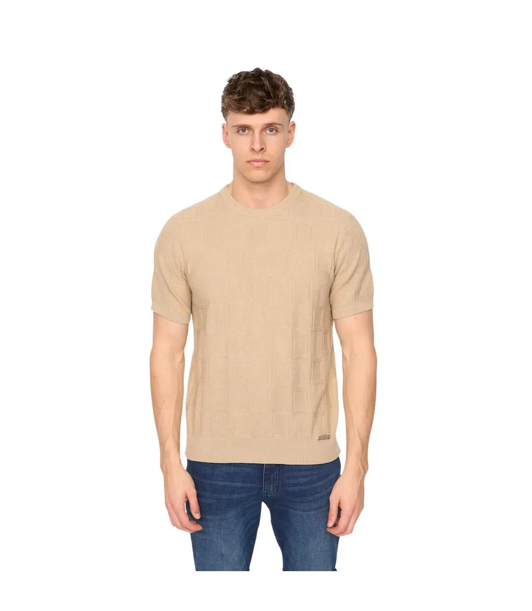 Mens Littleton Knitted T-shirt Light Stone Duck And Cover-1