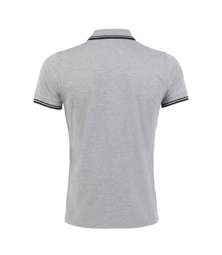 Polo manches courtes pasadena homme gris chiné/bleu marine SOLS