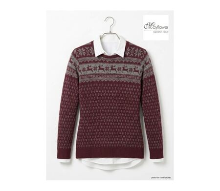 Pull Jacquard Femme Mayflower Colombe1 à Motifs Nordiques