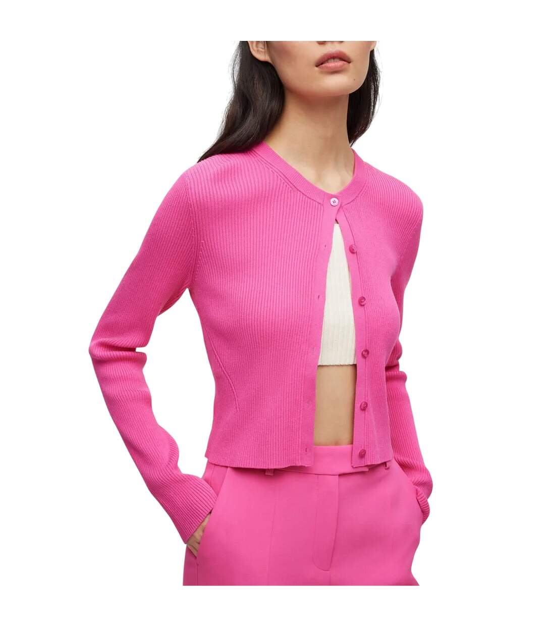 Womens/ladies Fahara Cardigan Pink Hugo Boss-3