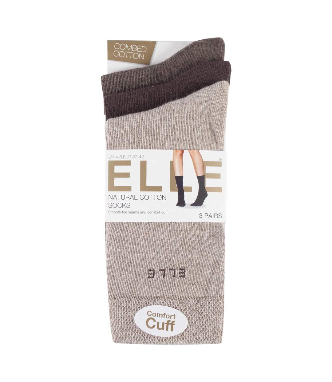 3 Pack Ladies Plain Cotton Socks - Soft Breathable Everyday Comfort Fit-2