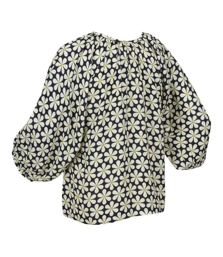 Womens/ladies Peasant Balloon Sleeve Blouse Black Daisy Regatta
