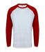 Skinni Fit Mens Long-Sleeved Baseball T-Shirt (White/Red) - UTPC5704