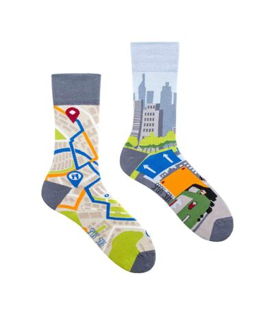 1 Pack Unisex Mismatched Novelty Odd Socks - Big City Life
